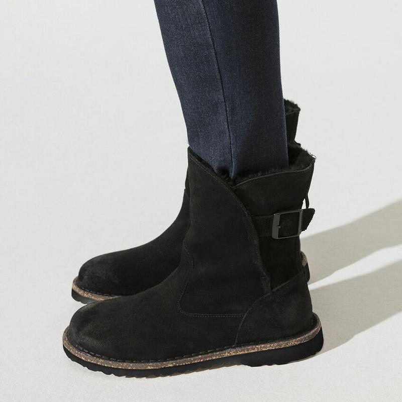 Birkenstock Uppsala Shearling Ruskind Læder Støvler Dame Sort | DK 33YXF